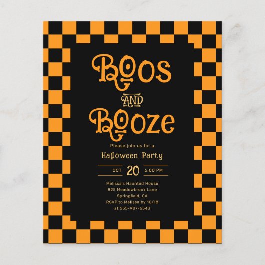Cheap Retro Boos And Booze Halloween Party Flyer (Vorne)