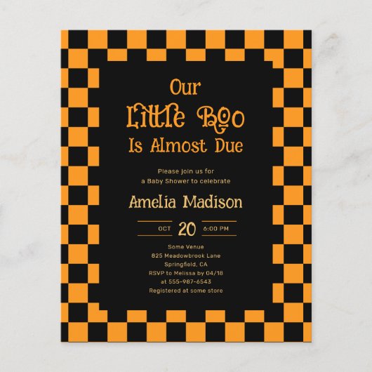 Cheap Retro Little Boo Halloween Baby Shower Flyer (Vorne)