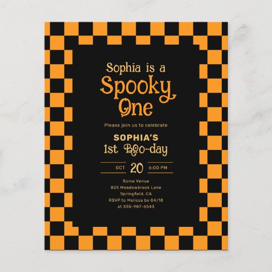 Cheap Retro Spooky One Halloween Birthday Flyer (Vorne)