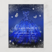 Cheap Royal Blue Silver Gown Quinceanera Einladung Flyer (Vorne)