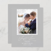 Cheap Swirly Flourish Grey Ornament Photo Newlywed (Vorne/Hinten)
