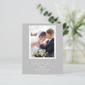 Cheap Swirly Flourish Grey Ornament Photo Newlywed (Stehend Vorderseite)