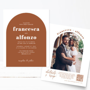 Cheap Terracotta UAWG QR Code Retro Foto Hochzeit Flyer