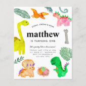 Cheap Watercolor Dino Jungle Dinosaurier Geburtsta Flyer (Vorne)