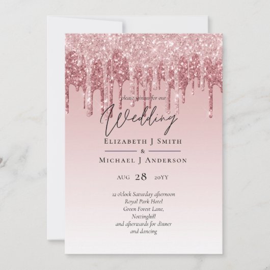 CHEAPEST Rose Gold Pink Glitzer Hochzeit (Vorderseite)