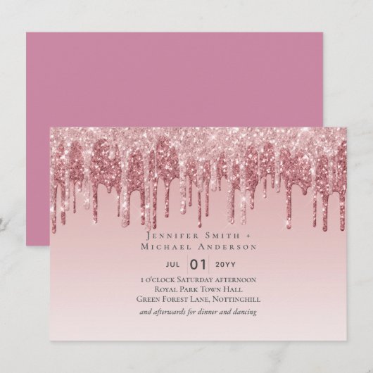 CHEAPEST Rose Gold Pink Glitzer Hochzeit (Vorne/Hinten)