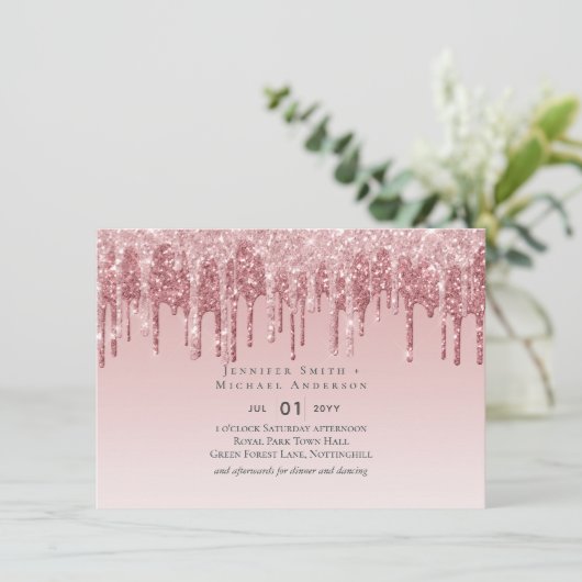 CHEAPEST Rose Gold Pink Glitzer Hochzeit (Stehend Vorderseite)