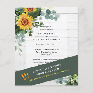 CHEAPEST WEDD INVITATIONS Sonnenblumen Eukalyptus Flyer