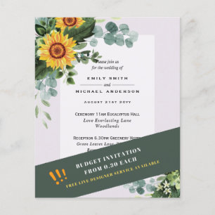 CHEAPEST WEDD INVITATIONS Sonnenblumen Eukalyptus Flyer
