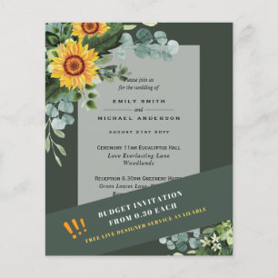 CHEAPEST WEDD INVITATIONS Sonnenblumen Eukalyptus Flyer