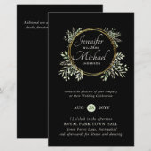 CHEAPEST Wedding Invitation Green Wreath BUDGET (Vorne/Hinten)