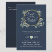 CHEAPEST Wedding Invitation Green Wreath BUDGET (Vorne/Hinten)