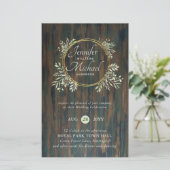 CHEAPEST Wedding Invitation Green Wreath BUDGET (Stehend Vorderseite)
