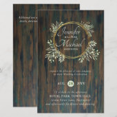 CHEAPEST Wedding Invitation Green Wreath BUDGET (Vorne/Hinten)
