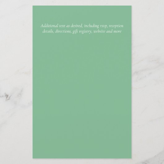 CHEAPEST Wedding Invitation Green Wreath BUDGET (Rückseite)