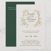CHEAPEST Wedding Invitation Green Wreath BUDGET (Vorne/Hinten)