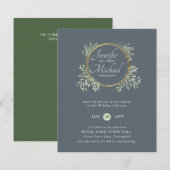 CHEAPEST Wedding Invitation Green Wreath BUDGET (Vorne/Hinten)
