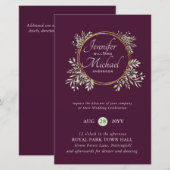 CHEAPEST Wedding Invitation Green Wreath BUDGET (Vorne/Hinten)