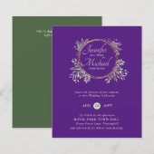 CHEAPEST Wedding Invitation Green Wreath BUDGET (Vorne/Hinten)