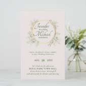 CHEAPEST Wedding Invitation Green Wreath BUDGET (Stehend Vorderseite)