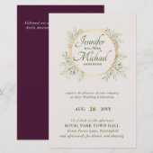 CHEAPEST Wedding Invitation Green Wreath BUDGET (Vorne/Hinten)