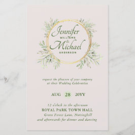 CHEAPEST Wedding Invitation Green Wreath BUDGET