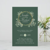 CHEAPEST Wedding Invitation Green Wreath BUDGET (Stehend Vorderseite)