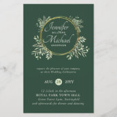 CHEAPEST Wedding Invitation Green Wreath BUDGET (Vorderseite)