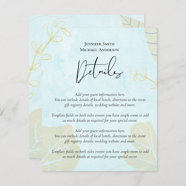Cheapest Wedding Watercolor Blue Wash Script (Vorne/Hinten)