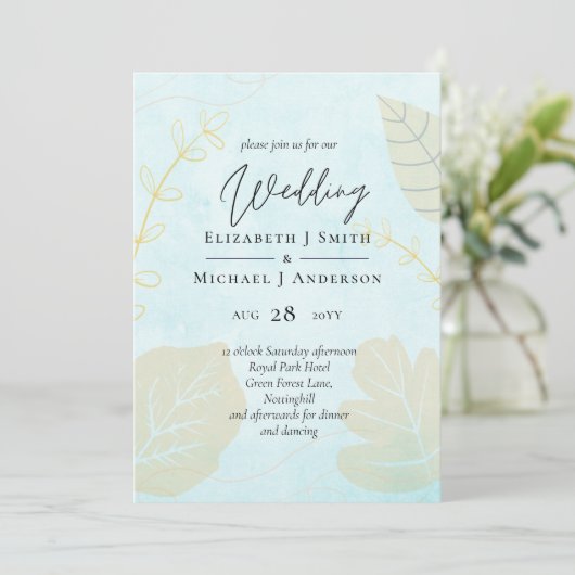 Cheapest Wedding Watercolor Blue Wash Script (Stehend Vorderseite)