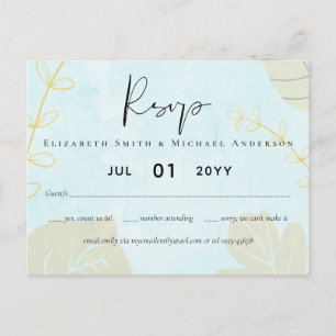 Cheapest Wedding Watercolor Blue Wash Script Postkarte