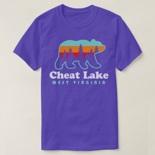 Cheat Lake West Virginia Camping Bear Retro T-Shirt (Design vorne)