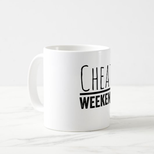 Cheat Weekend - Funny Gym Redewendungen Kaffeetasse (Vorderseite Links)