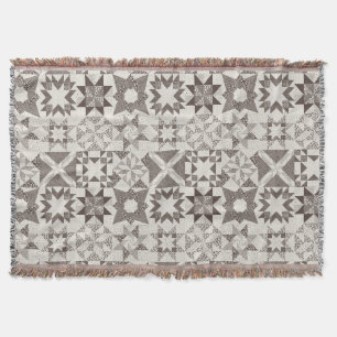 Cheater Traditionelle Patchwork Stars Quilt Black Decke