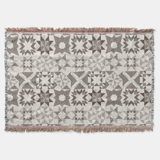 Cheater Traditionelle Patchwork Stars Quilt Black Decke (Vorderseite)