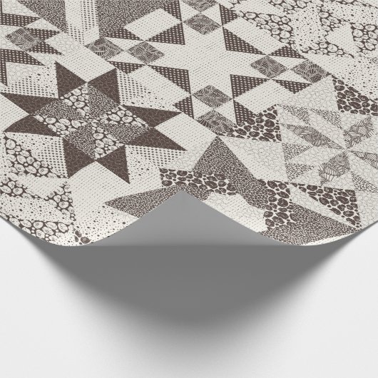 Cheater Traditionelle Patchwork Stars Quilt Black Geschenkpapier (Ecke)