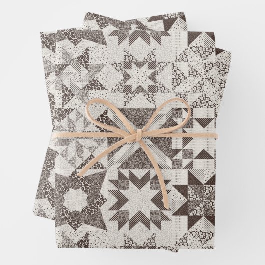 Cheater Traditionelle Patchwork Stars Quilt Black Geschenkpapier Set (Beispiel)