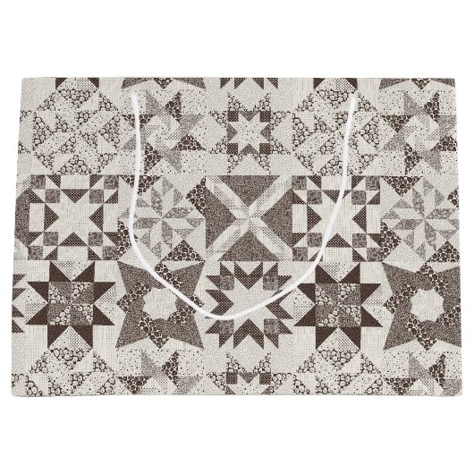 Cheater Traditionelle Patchwork Stars Quilt Black Große Geschenktüte (Vorderseite)