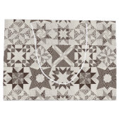 Cheater Traditionelle Patchwork Stars Quilt Black Große Geschenktüte (Rückseite)