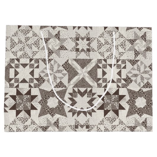 Cheater Traditionelle Patchwork Stars Quilt Black Große Geschenktüte (Rückseite)