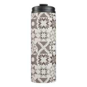 Cheater Traditionelle Patchwork Stars Quilt Black Thermosbecher