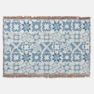 Cheater Traditionelle Patchwork Stars Quilt Blue Decke