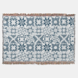 Cheater Traditionelle Patchwork Stars Quilt Blue Decke