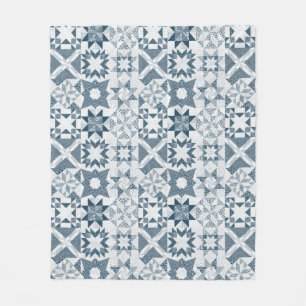Cheater Traditionelle Patchwork Stars Quilt Blue Fleecedecke