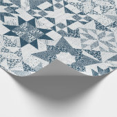 Cheater Traditionelle Patchwork Stars Quilt Blue Geschenkpapier (Ecke)