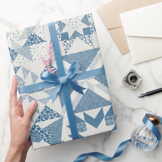 Cheater Traditionelle Patchwork Stars Quilt Blue Geschenkpapier (Schenken)