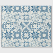 Cheater Traditionelle Patchwork Stars Quilt Blue Geschenkpapier (Flach)