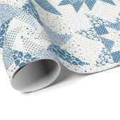 Cheater Traditionelle Patchwork Stars Quilt Blue Geschenkpapier (Rolleneckpunkt)