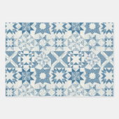 Cheater Traditionelle Patchwork Stars Quilt Blue Geschenkpapier Set (Vorderseite 2)