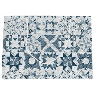 Cheater Traditionelle Patchwork Stars Quilt Blue Große Geschenktüte